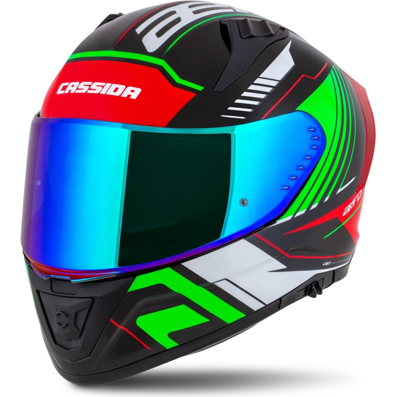 Cassida Aero Drome integralna motociklistička kaciga crno-crveno-zeleno-bijela