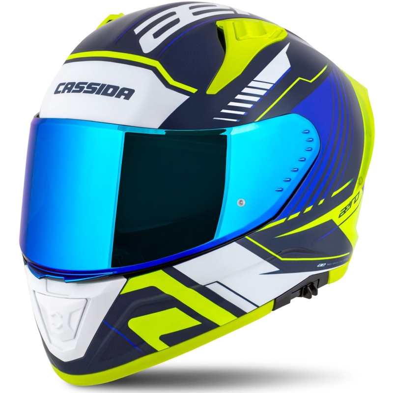 Cassida Aero Drome integralna moto kaciga plavo-fluo žuto-svijetlo plavo-bijela