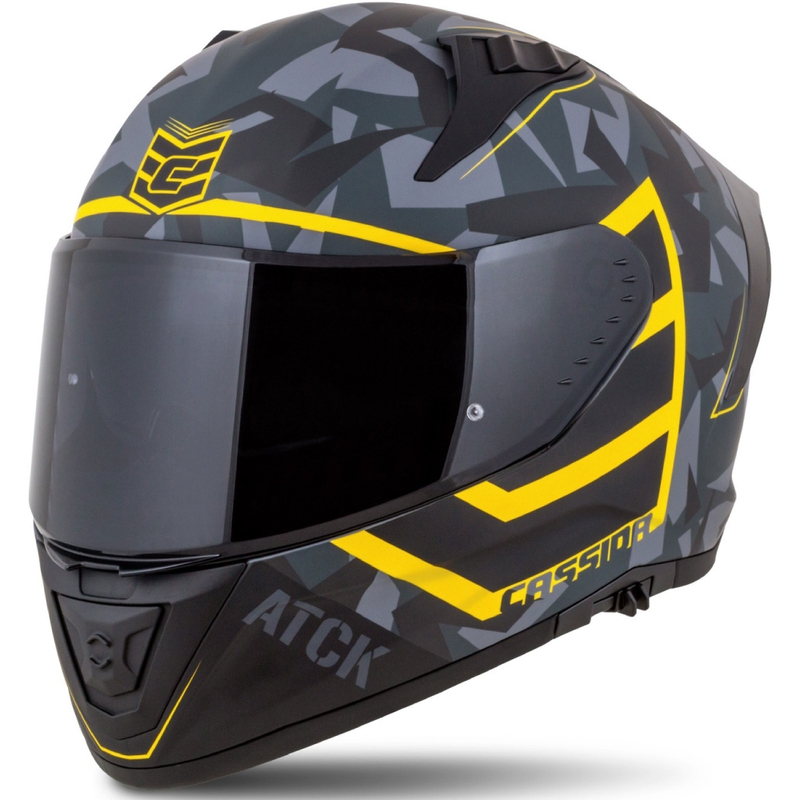 Integralna moto kaciga Cassida Aero camo sivo-crno-fluo žuta