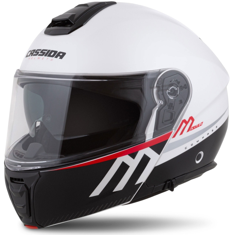 Cassida Modulo 2.1 Compass Flip Up motociklistička kaciga biserno bijela-crna-crvena-srebrna