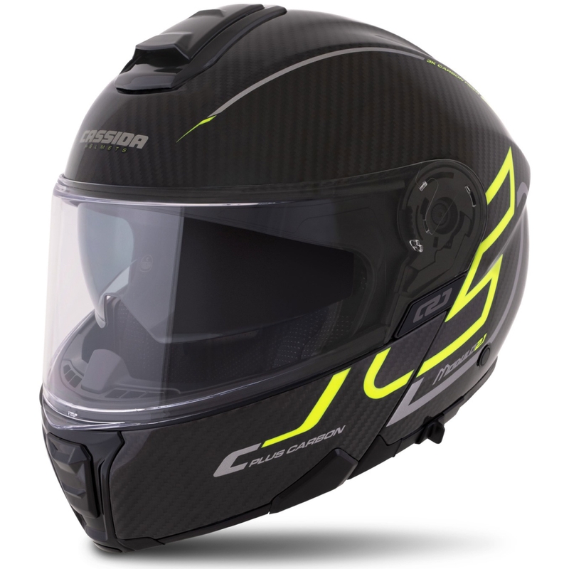 Preklopna kaciga Cassida Modulo 2.1 Plus Carbon fluo žuto-srebrno-crna