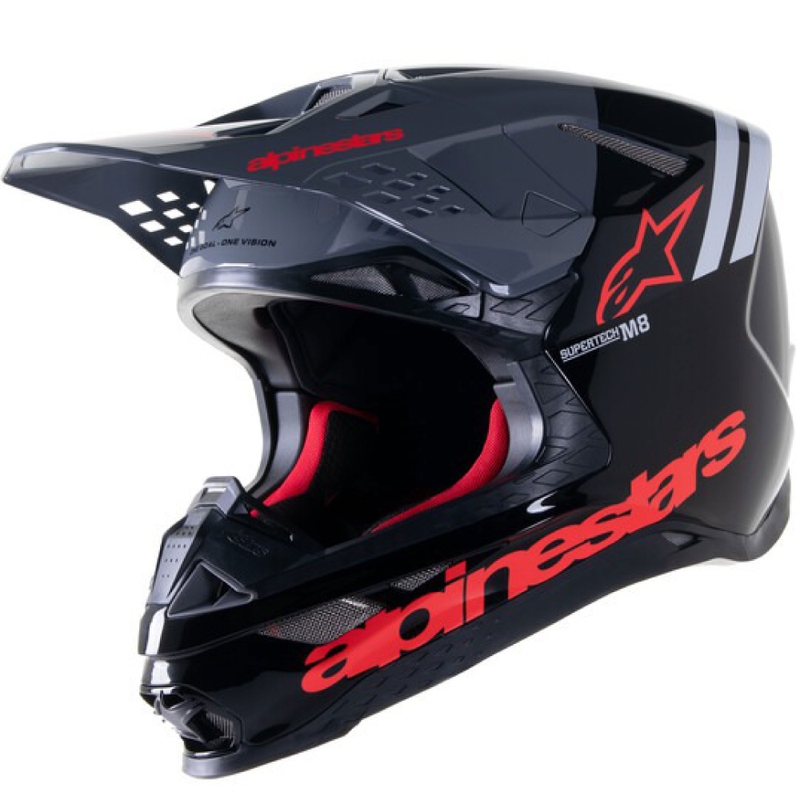 Alpinestars Supertech S-M8 Radium 2 kaciga za motocross crno-sivo-crvena