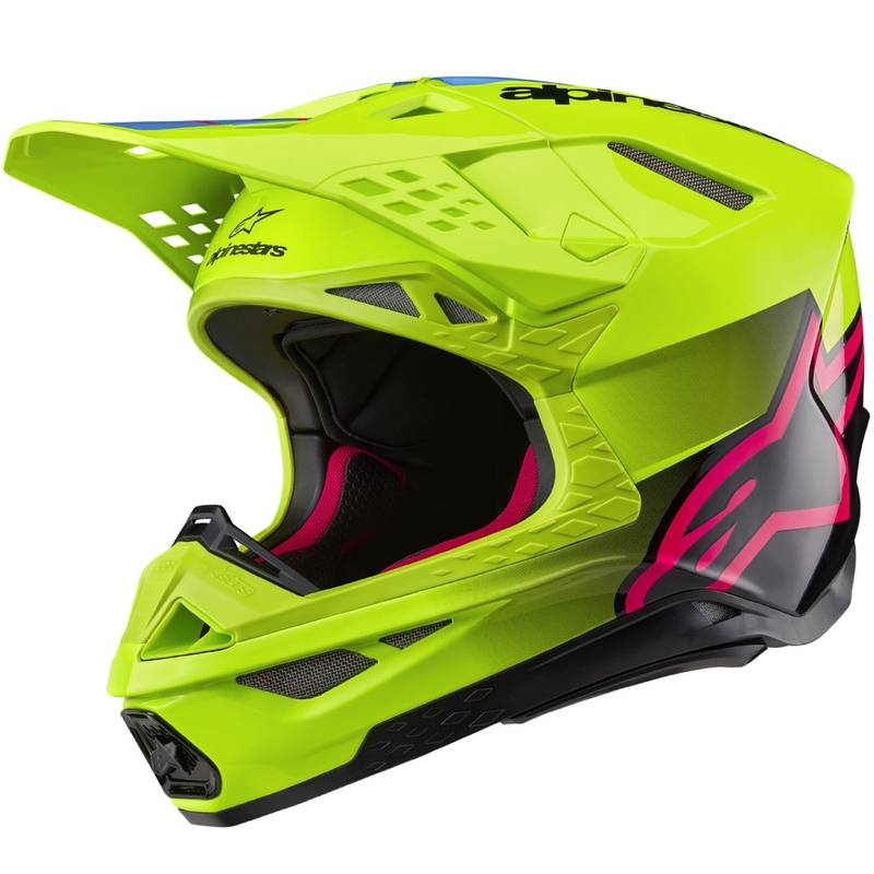 Motocross kaciga Alpinestars Supertech S-M10 Unite fluo žuto-crno-roza