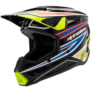 Alpinestars S-M3 WURX dječja motocross kaciga crna-fluo žuta-plava-crvena 2025