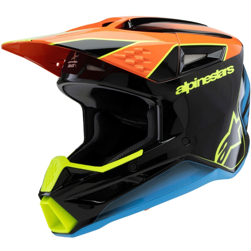Alpinestars S-M3 FRAY dječja motocross kaciga crno-fluo narančasto-fluo žuto-tirkizna
