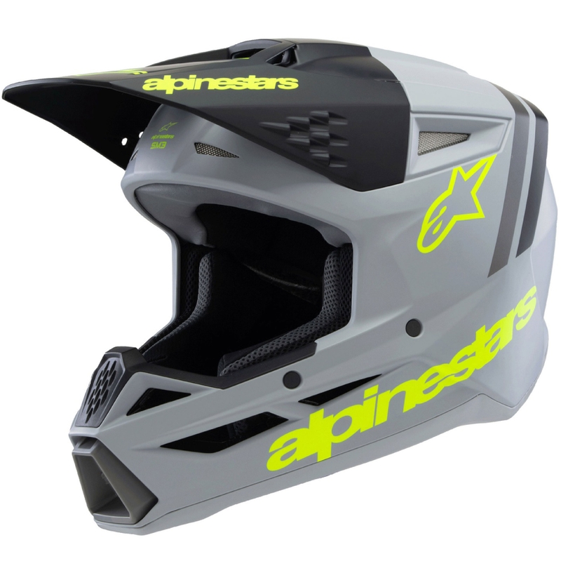 Alpinestars S-M3 RADIUM dječja motocross kaciga mat sivo-fluo žuto-crna