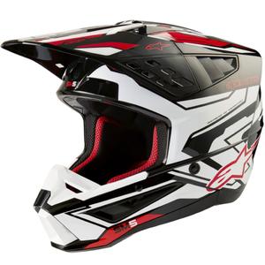 Alpinestars S-M5 Action 2 kaciga za motocross crno-bijela-fluo crvena