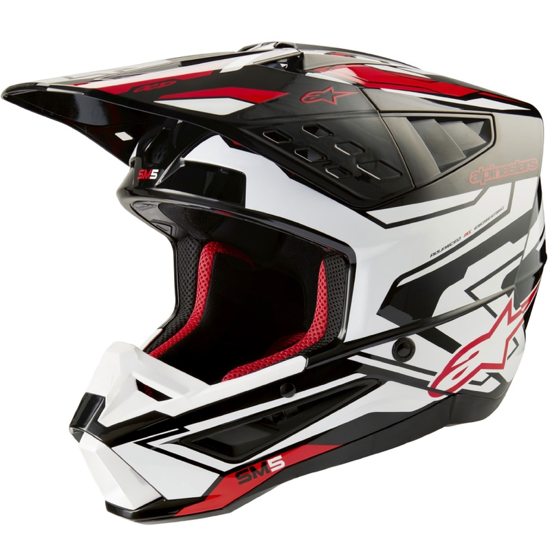 Alpinestars S-M5 Action 2 kaciga za motocross crno-bijela-fluo crvena