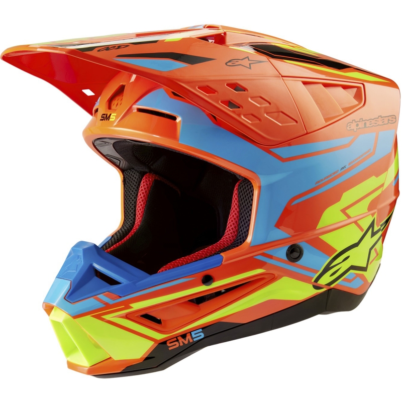 Motocross kaciga Alpinestars S-M5 Action 2 fluo narančasta-svijetlo plava-fluo žuta