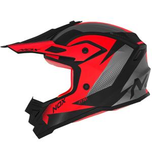 Dječja kaciga za motocross NOX N761 MX fluo crveno-crno-siva