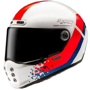 HJC V10 Fabio Quartararo 20 Retro bijelo-crveno-plava motociklistička kaciga s punim licem