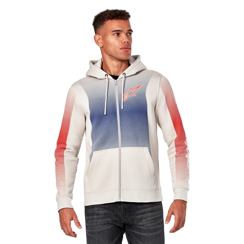 Alpinestars Arising Hoodie bijela prljavo-plavo-crvena