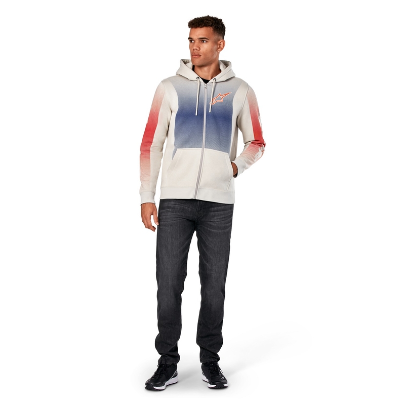 Alpinestars Arising Hoodie bijela prljavo-plavo-crvena
