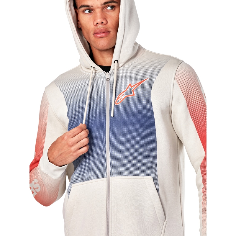 Alpinestars Arising Hoodie bijela prljavo-plavo-crvena