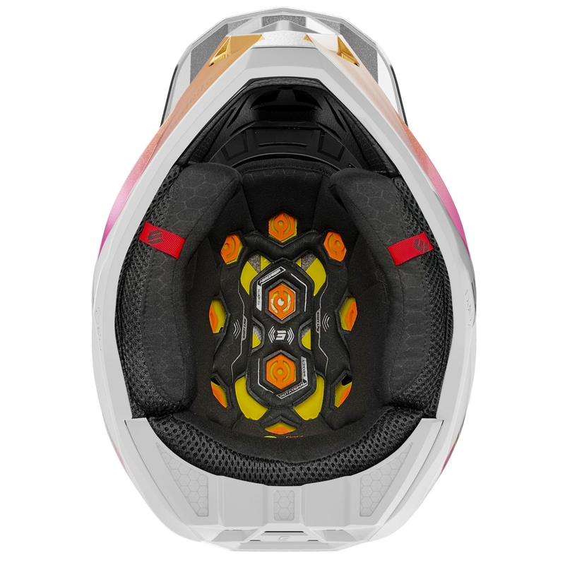 Motocross kaciga Shot Lite Ultra biserno plavo-narančasto-ružičasta
