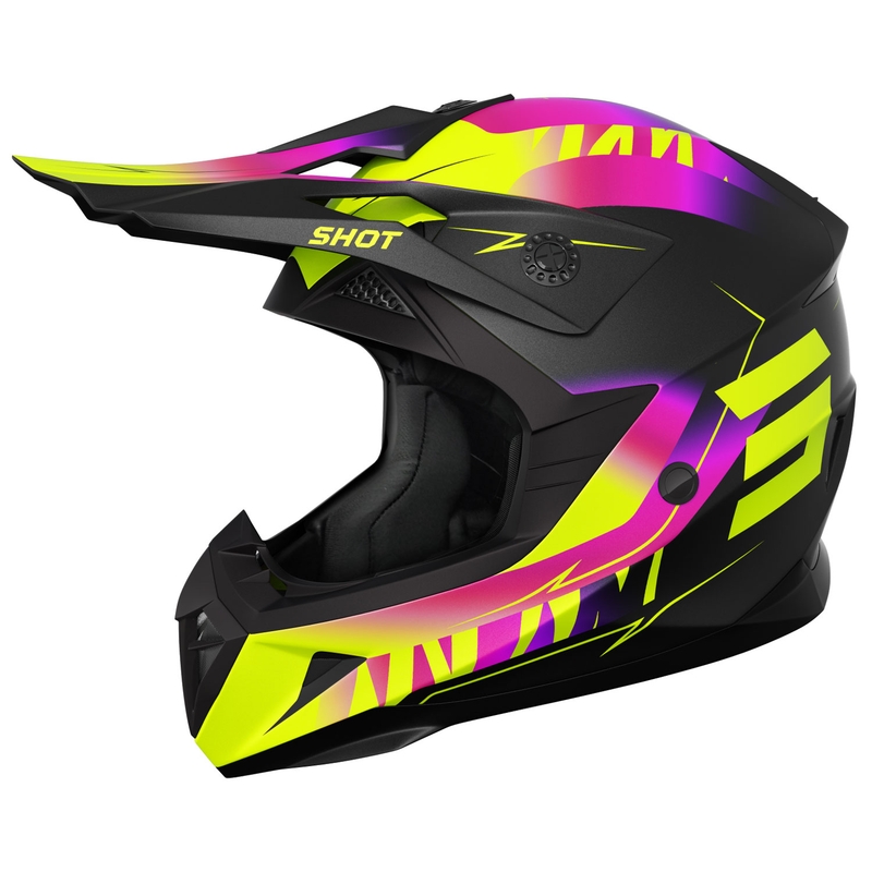 Motocross kaciga Shot Pulse X-Trem mat roza-fluo žuta