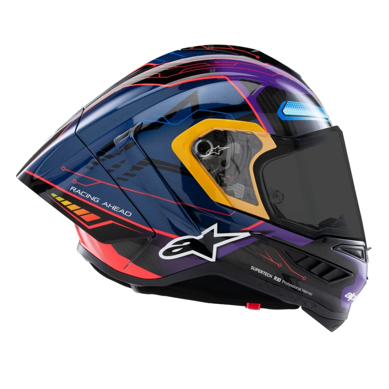 Alpinestars Supertech R-10 Limited Edition Martinator Jorge Martin Integralna motociklistička kaciga plava-ljubičasta-crvena-žuta