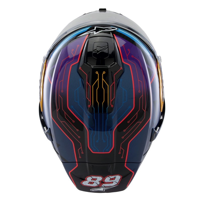 Alpinestars Supertech R-10 Limited Edition Martinator Jorge Martin Integralna motociklistička kaciga plava-ljubičasta-crvena-žuta