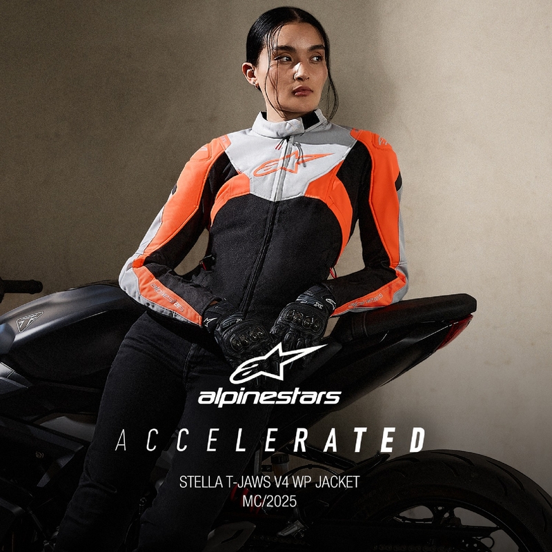 Ženska motoristička jakna Alpinestars Stella T-Jaws 4 Vodootporna crna-siva-fluo crvena
