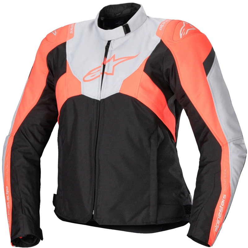 Ženska motoristička jakna Alpinestars Stella T-Jaws 4 Vodootporna crna-siva-fluo crvena