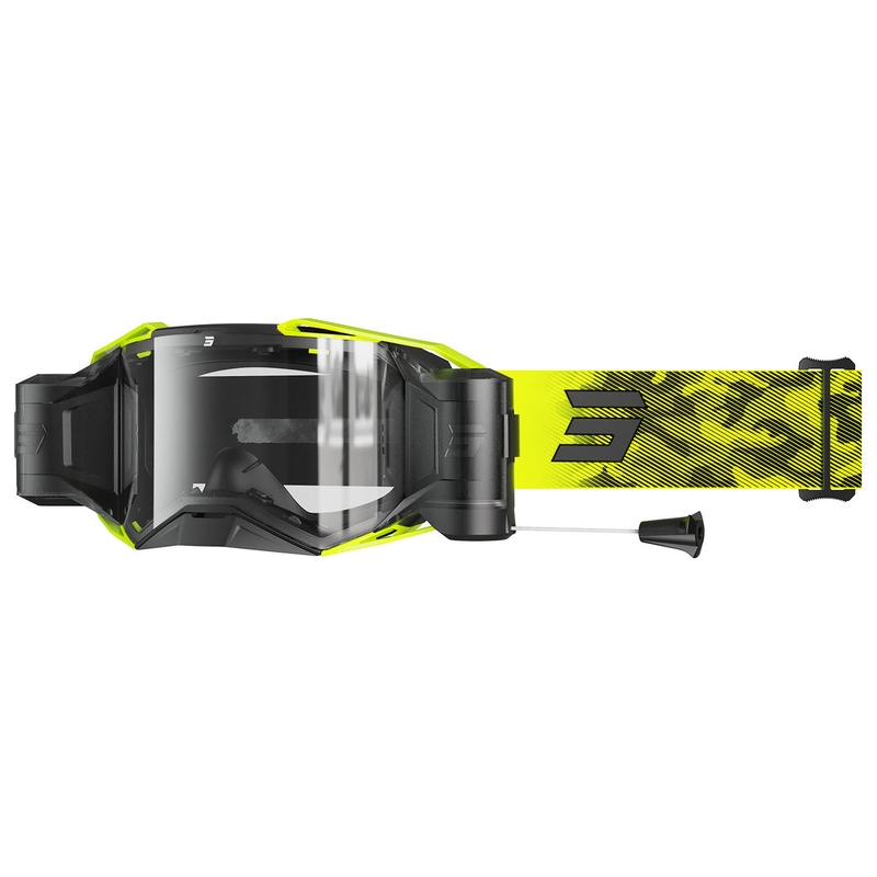 Naočale za motocross Shot Lite Roll-Off Patrol fluo žute s prozirnim pleksiglasom