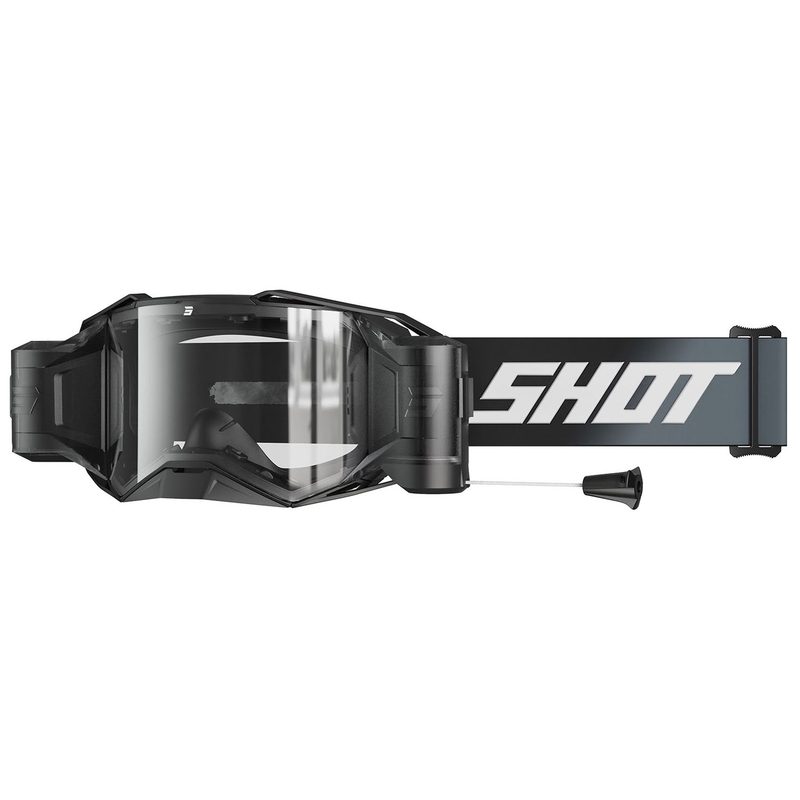 Naočale za motocross Shot Lite Roll-Off Solid crne s prozirnim pleksiglasom