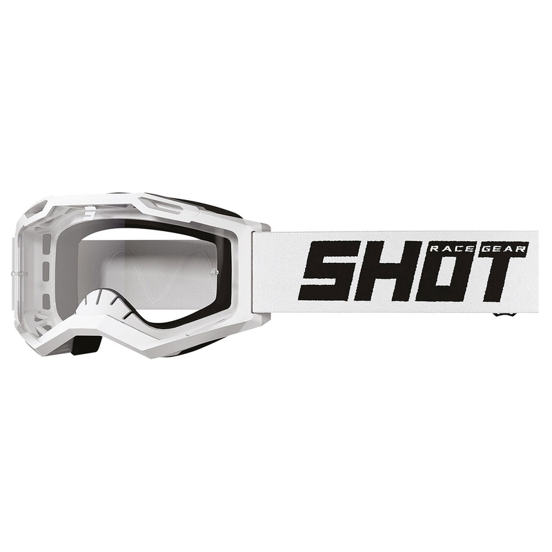 Dječje naočale za motocross Shot Rocket Kid 2.0 jednobojne bijele s prozirnim pleksiglasom