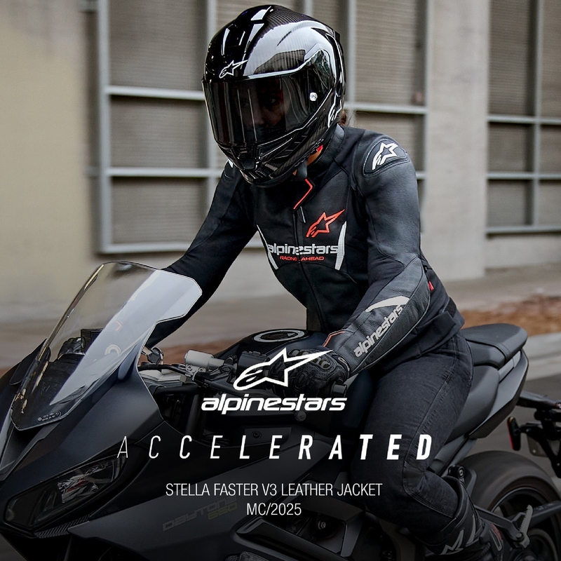 Ženska kožna motoristička jakna Alpinestars Stella Faster 3 crno-bijela-fluo crvena