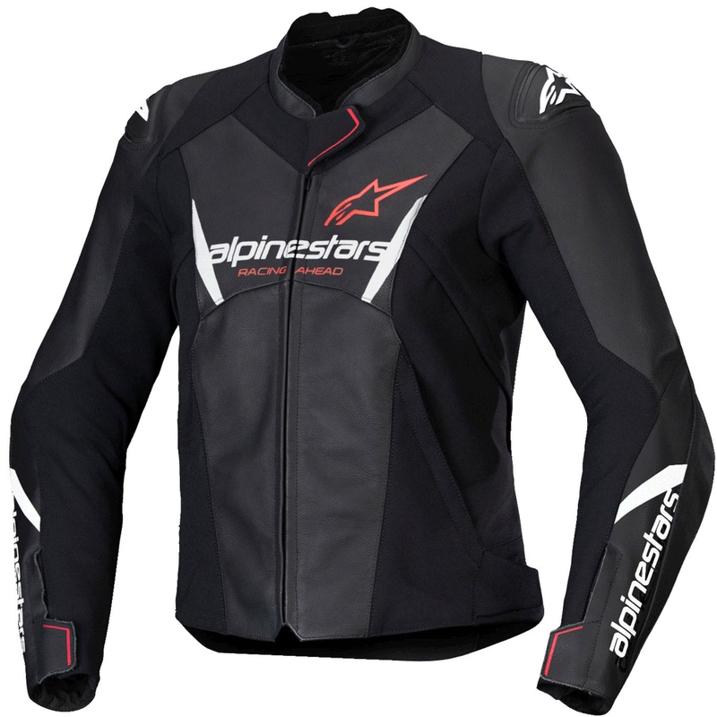 Ženska kožna motoristička jakna Alpinestars Stella Faster 3 crno-bijela-fluo crvena