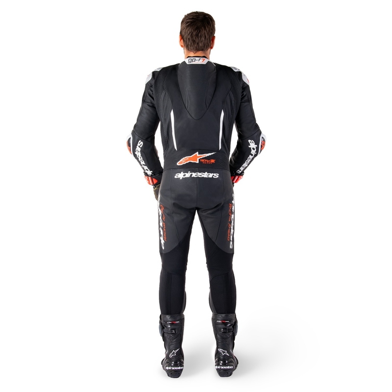 Alpinestars GP-R7 Tech-Air ready/kompatibilno jednodijelno kožno motociklističko odijelo crno-bijelo-fluo crveno