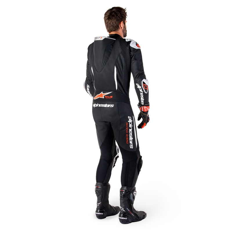 Alpinestars GP-R7 Tech-Air ready/kompatibilno jednodijelno kožno motociklističko odijelo crno-bijelo-fluo crveno