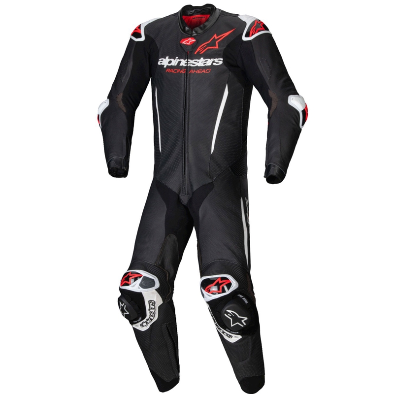 Alpinestars GP-R7 Tech-Air ready/kompatibilno jednodijelno kožno motociklističko odijelo crno-bijelo-fluo crveno