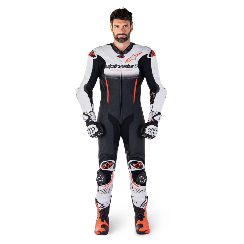 Alpinestars GP-R7 Tech-Air Ready/kompatibilno jednodijelno kožno odijelo bijelo-crno-fluo crveno