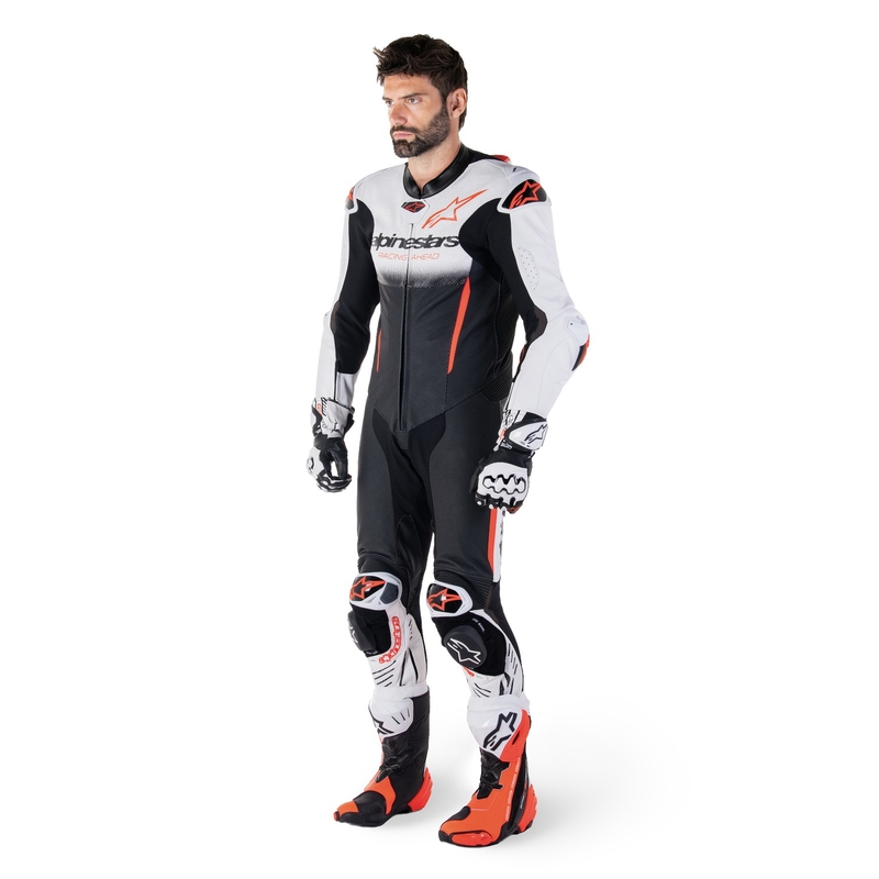 Alpinestars GP-R7 Tech-Air Ready/kompatibilno jednodijelno kožno odijelo bijelo-crno-fluo crveno