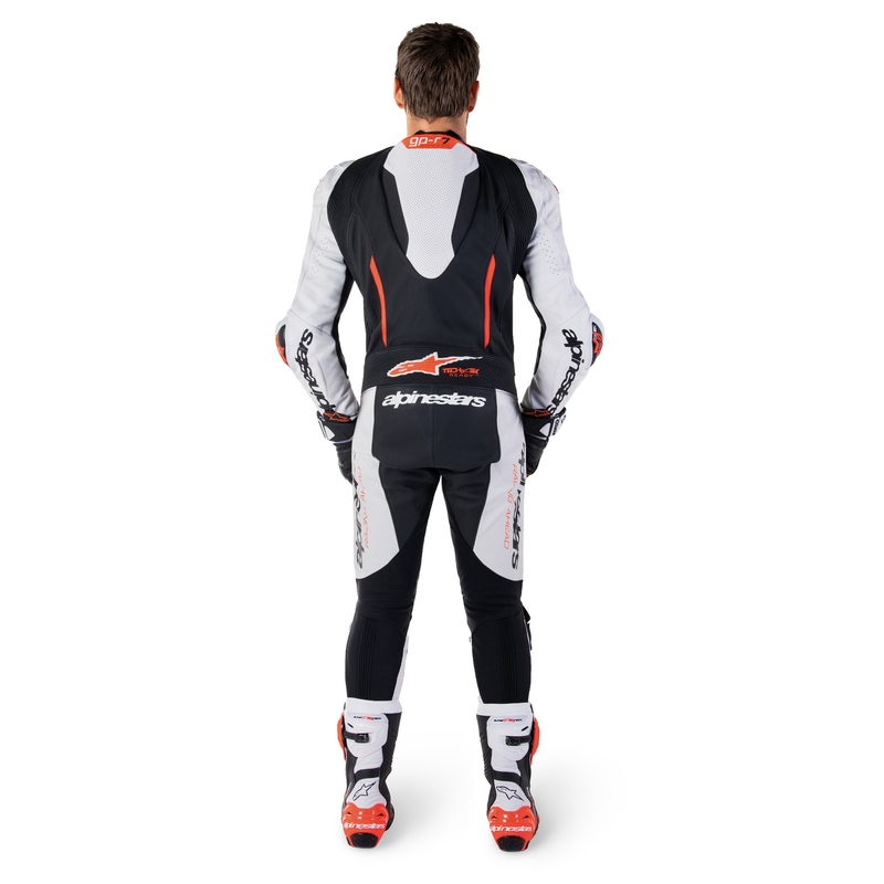 Alpinestars GP-R7 Tech-Air Ready/kompatibilno jednodijelno kožno odijelo bijelo-crno-fluo crveno
