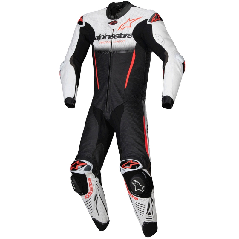 Alpinestars GP-R7 Tech-Air Ready/kompatibilno jednodijelno kožno odijelo bijelo-crno-fluo crveno