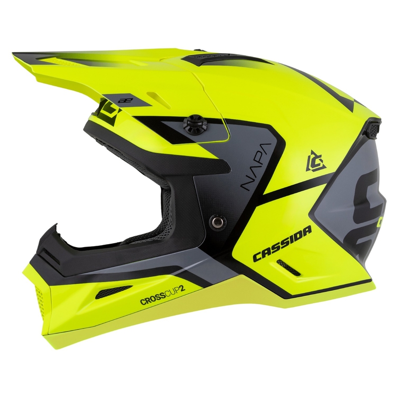 Motocross motociklistička kaciga Cassida Cross Cup 2 Napa fluo žuto-crna-biserno siva