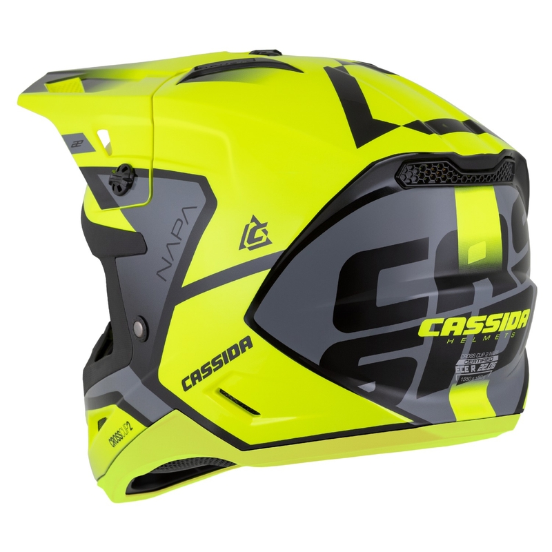 Motocross motociklistička kaciga Cassida Cross Cup 2 Napa fluo žuto-crna-biserno siva