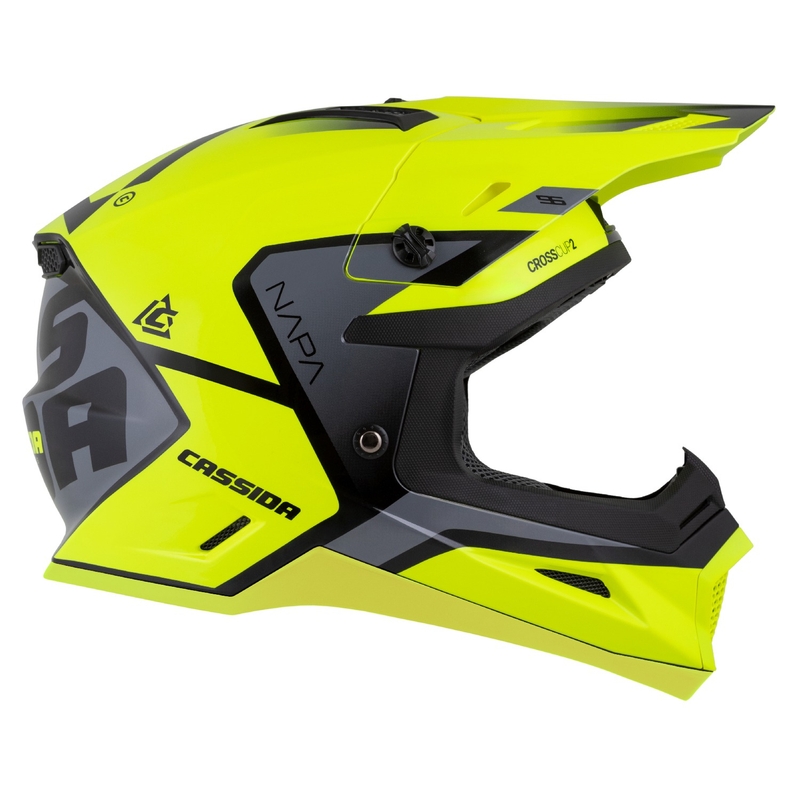 Motocross motociklistička kaciga Cassida Cross Cup 2 Napa fluo žuto-crna-biserno siva