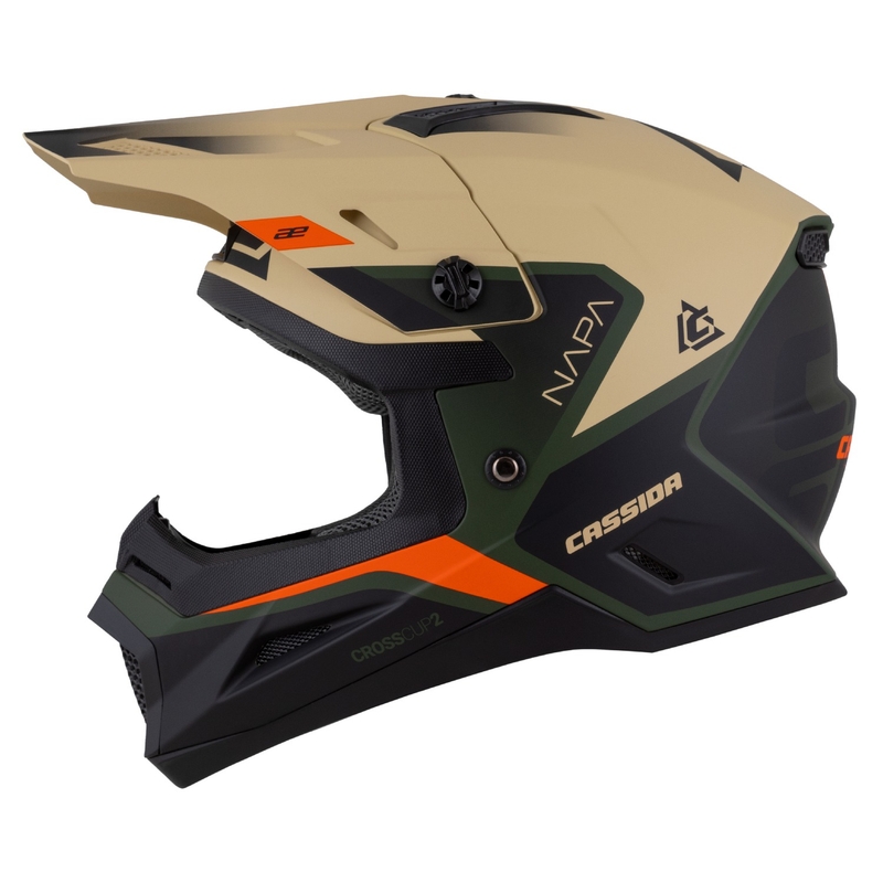 Cassida Cross Cup 2 Napa Matte Sand-Green-Orange-Black Dječja Motocross motociklistička kaciga