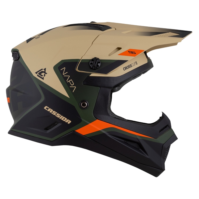 Cassida Cross Cup 2 Napa Matte Sand-Green-Orange-Black Dječja Motocross motociklistička kaciga