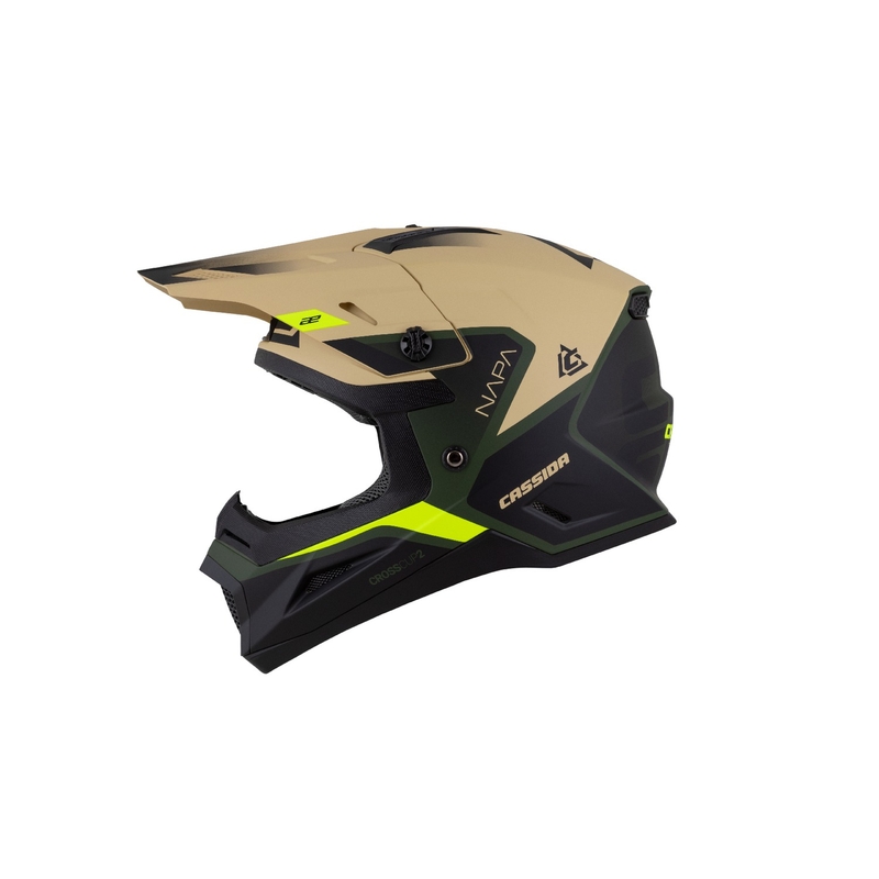Cassida Cross Cup 2 Napa Matte Sand-Green-Fluo Žuto-crna dječja motociklistička kaciga za motocros