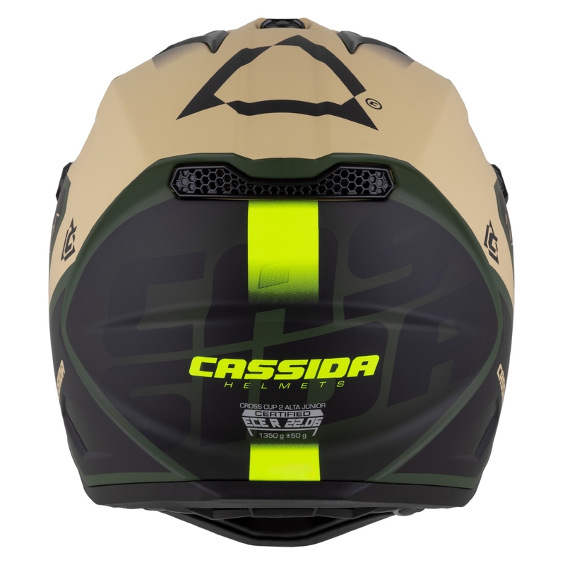 Cassida Cross Cup 2 Napa Matte Sand-Green-Fluo Žuto-crna dječja motociklistička kaciga za motocros