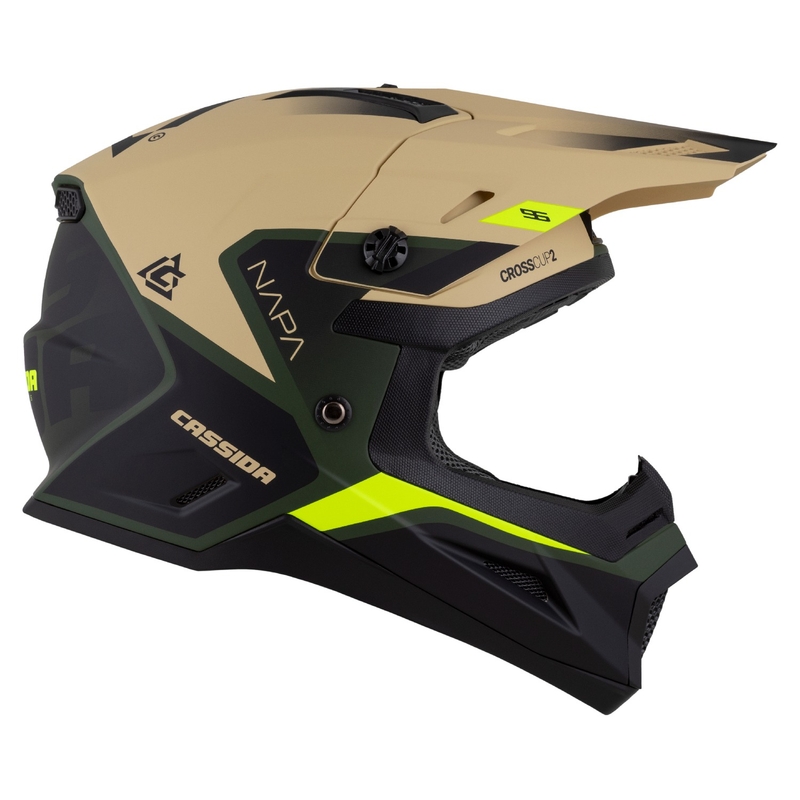Cassida Cross Cup 2 Napa Matte Sand-Green-Fluo Žuto-crna dječja motociklistička kaciga za motocros