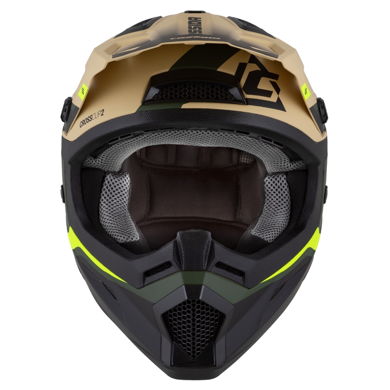Cassida Cross Cup 2 Napa Matte Sand-Green-Fluo Žuto-crna dječja motociklistička kaciga za motocros