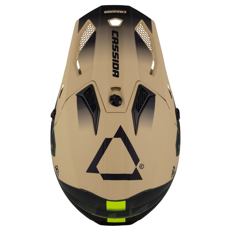 Cassida Cross Cup 2 Napa Matte Sand-Green-Fluo Žuto-crna dječja motociklistička kaciga za motocros