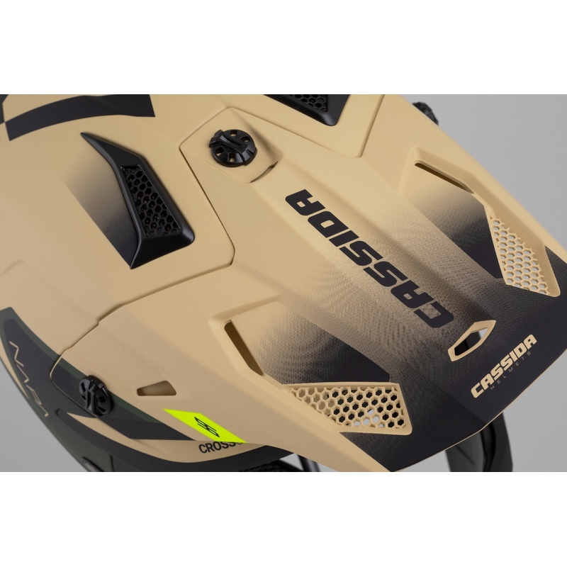 Cassida Cross Cup 2 Napa Matte Sand-Green-Fluo Žuto-crna dječja motociklistička kaciga za motocros