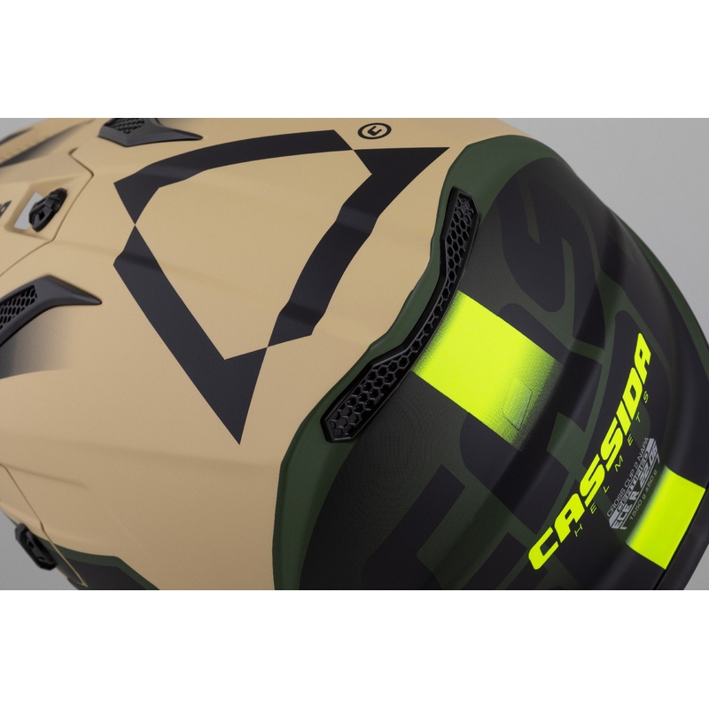 Cassida Cross Cup 2 Napa Matte Sand-Green-Fluo Žuto-crna dječja motociklistička kaciga za motocros