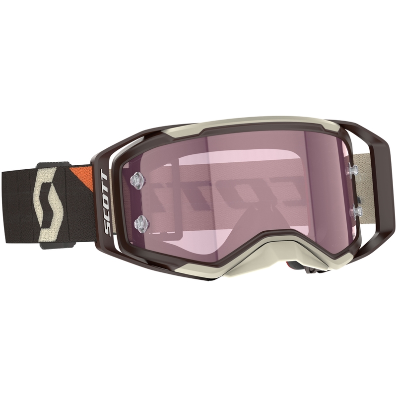 SCOTT Prospect 2.0 AMP motocross naočale tamno smeđe-bež s ružičastim pleksiglasom