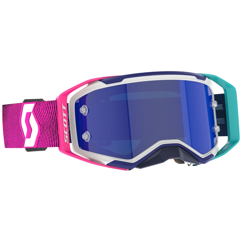 Motocross naočale SCOTT Prospect 2.0 AMP plavo-ružičaste s plavim ogledalom od pleksiglasa